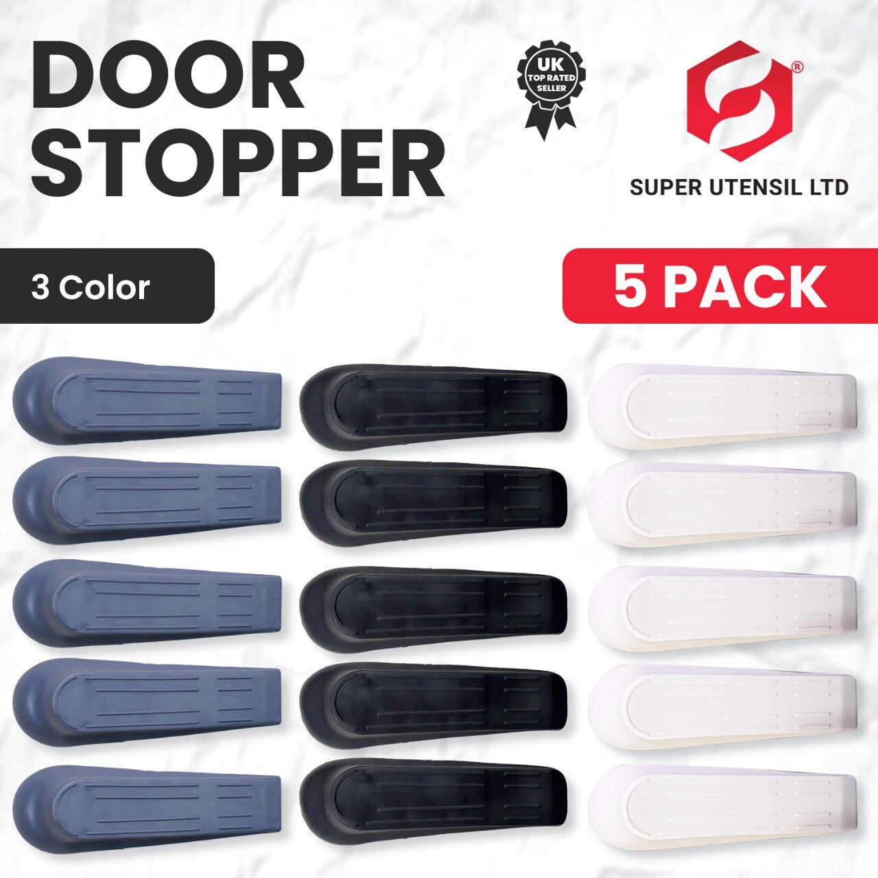 Door Wedge Shaped Plastic Door Stops Non-Slip Black Door Buffers for Office Home